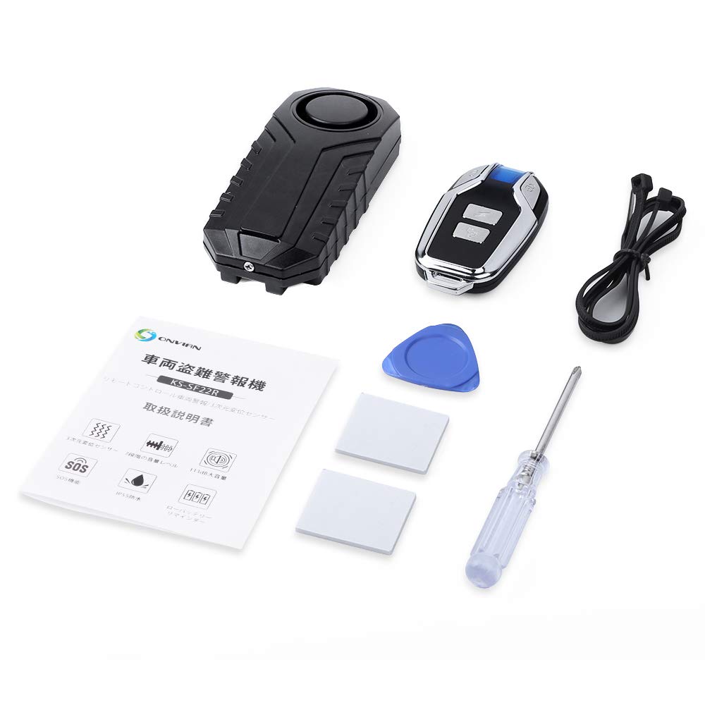 ONVIAN Motorcycle Security Car Bicycle Security Japanese Instruction Set of 2 Alarm, Anti-Theft, Anti-Theft Buzzer, Motorcycle, Alarm, Alarm,
