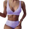2023 Spring and Summer Ladies Sexy V-neck Pit Strip Bikini High Waist Split Swimsuit