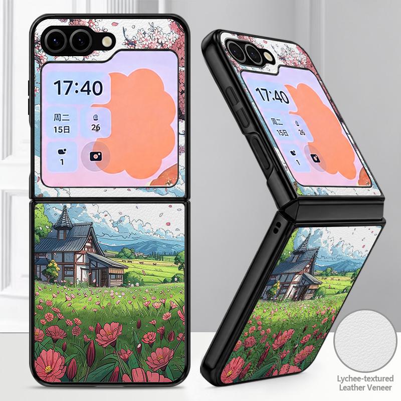 Anime Beach Scenery Case For Samsung Z Fold 8 Ultra 7 6 5 Luxury Leather Skin Hard Folding Phone Cover For Galaxy Z Fold8 Fold7 Fold6