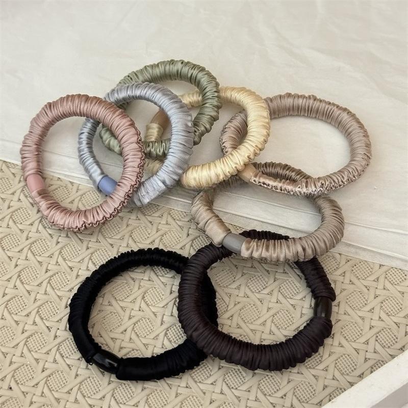 Korean Basic Simple Elastic Ice Silk Large Intestine Hair Band Solid Color Headrope Girls Women Hair Accessories