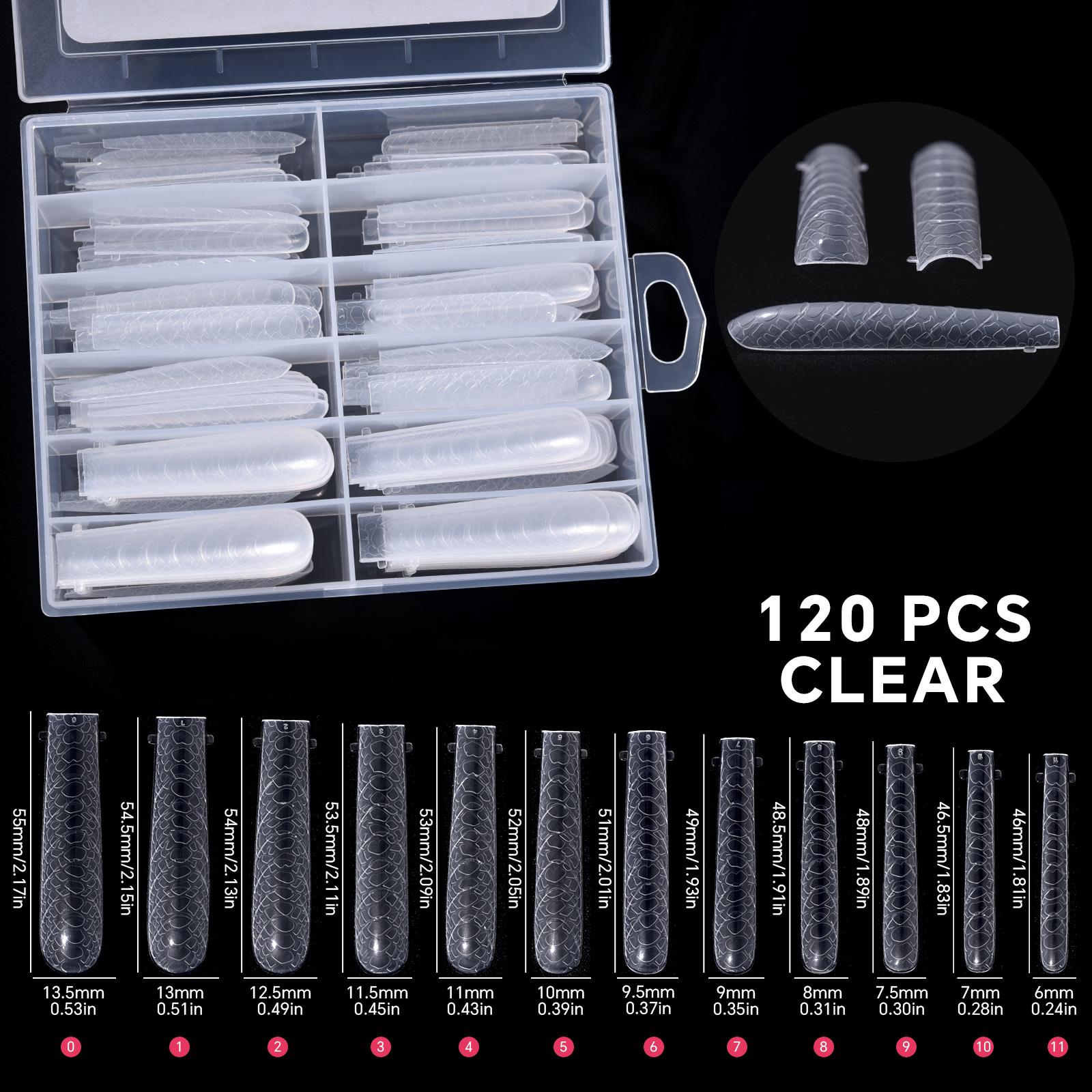 

120 шт./коробка Двойные формы для ногтей для полигеля, дизайн «Змеиный рельеф», верхние формы для наращивания, акриловые формы для ногтей, инструменты для маникюра, сделай сам