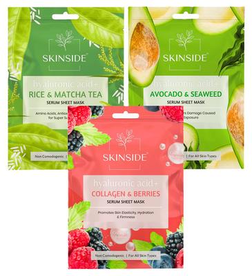 SkinSide Serum Sheet Mask for Glowing Skin with Hyaluronic Acid | Face Mask Sheets Combo for | Hydrating | Tan & Blackheads Removal | Instant Brighte