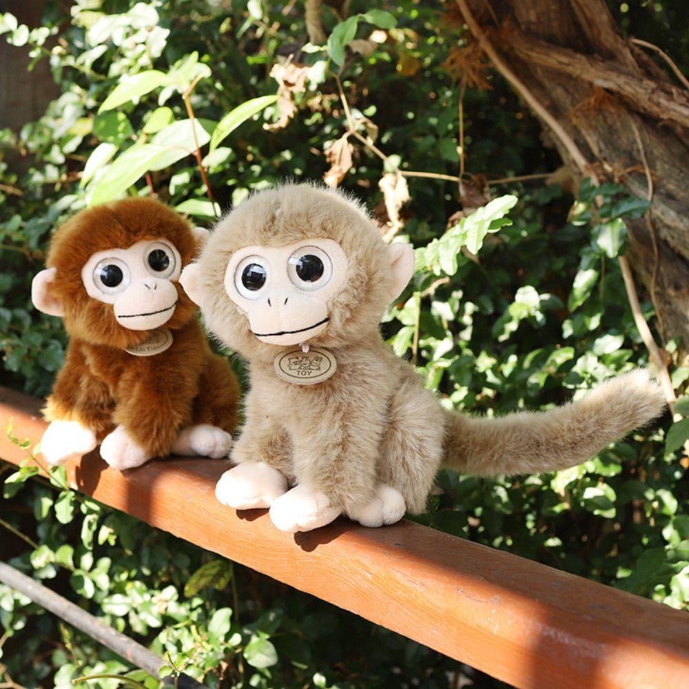 Big Eyed Golden Monkey Plush Long Tail Brown Monkey Dolls Baby Toy Monkey Stuffed Toy Kids Toy