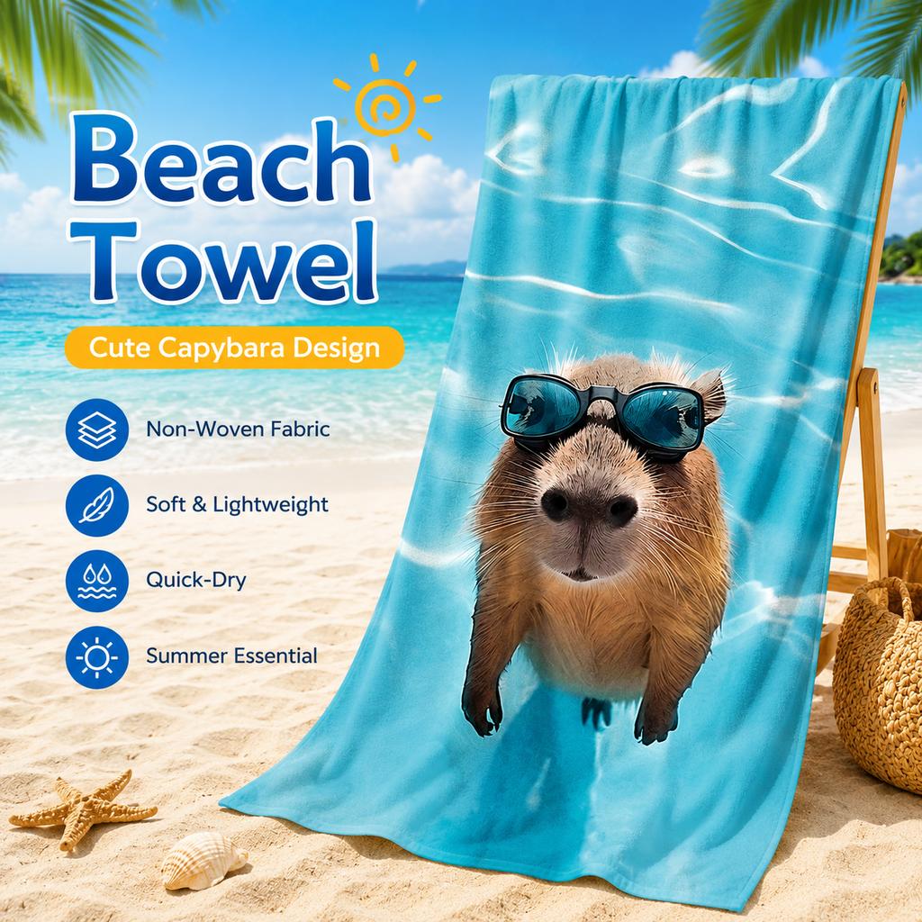 Summer Essential Animal Pattern Beach Towel Soft Fabric Flat Print Lightweight Bath Towel for Gym Beach Party Gift for Adults