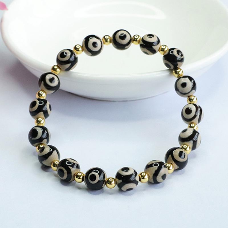Juan Yu Schwarzer Achat & Neunäugige Dzi-Perle Armband MN3063001