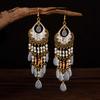 Bohemian Crystal Tassel Earrings - Vintage Ethnic Style Long Dangle for Women