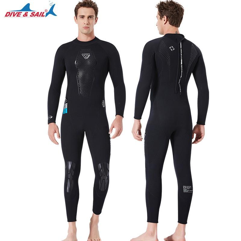 3MM Wetsuit Men's Wet One-piece Thermal Long-sleeved Waterproof Female Snorkeling Swimsuit