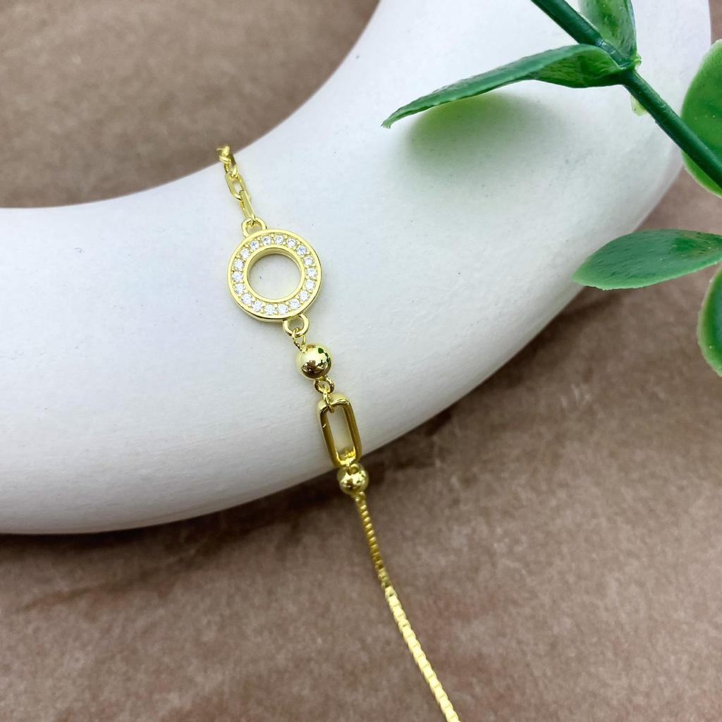 European-American Style S925 Sterling Silver Geometric Bracelet, Versatile Gold-Plated Fashion Accessory for Women