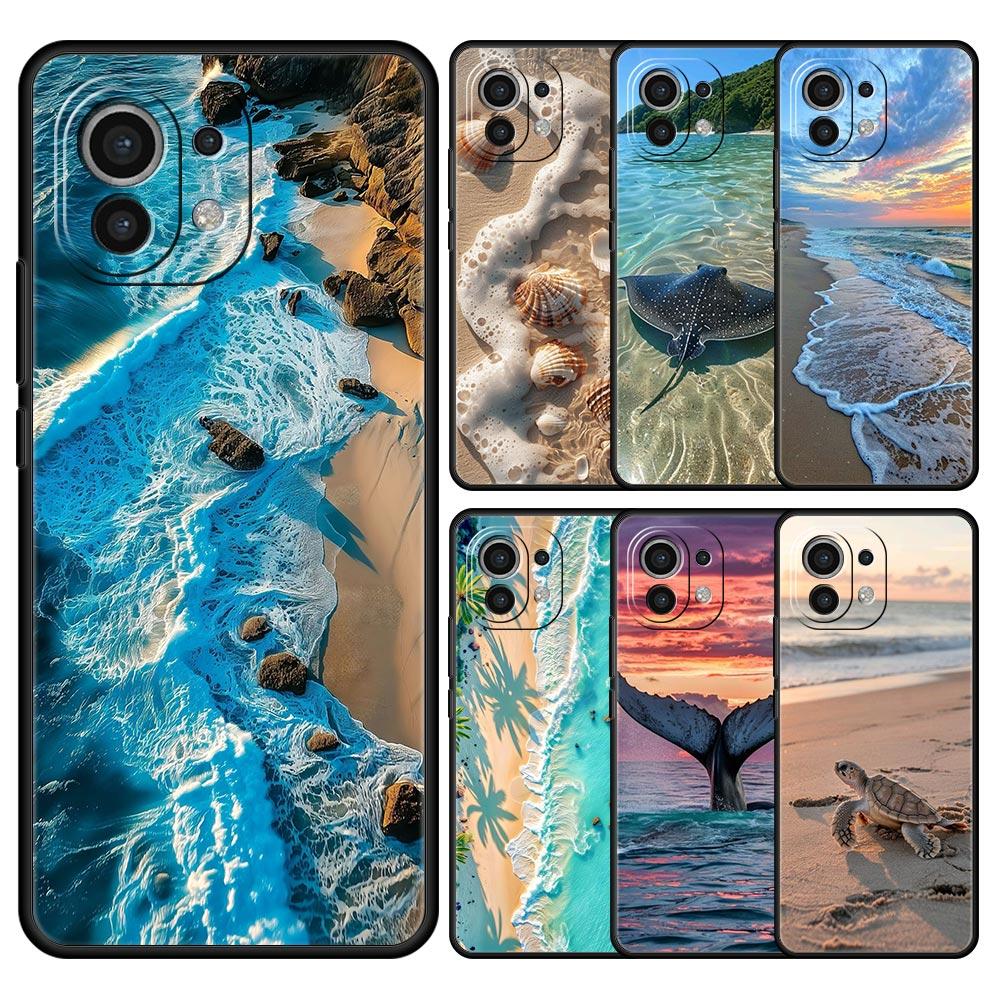 Phone Case For Xiaomi Mi 15 14 13 12 11 Lite 14T 13T 12T 11T Pro Poco X7 X6 X5 X3 Pro F6 F5 F4 Cover Seaside Scenery Wave Beach