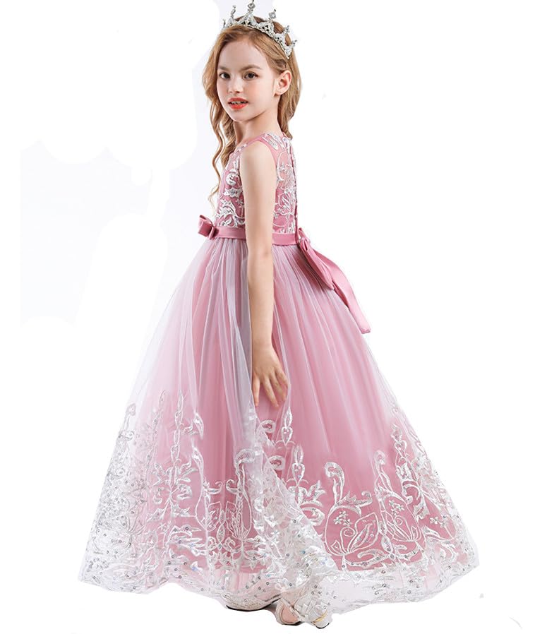 Karwavyi Long Dress for Perfect for Piano Kindergarten Entrance and Sleeveless and Perfect for Formal Wear Children's Girls, Recitals, Weddings,