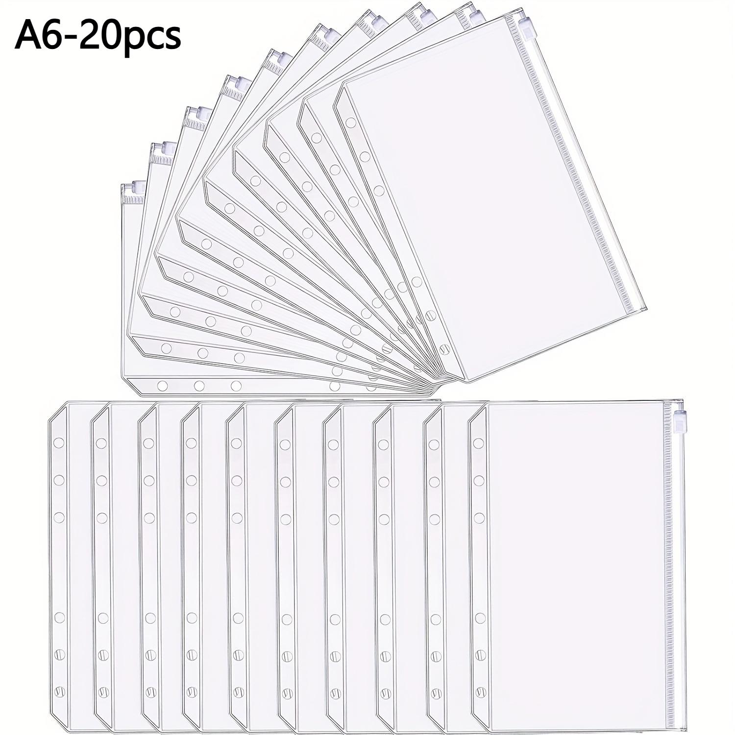 

20/50pcs A6 Format Transparent Zipper Pouch with 6 Holes | Plastic Binder Designed for 6-Ring Binders