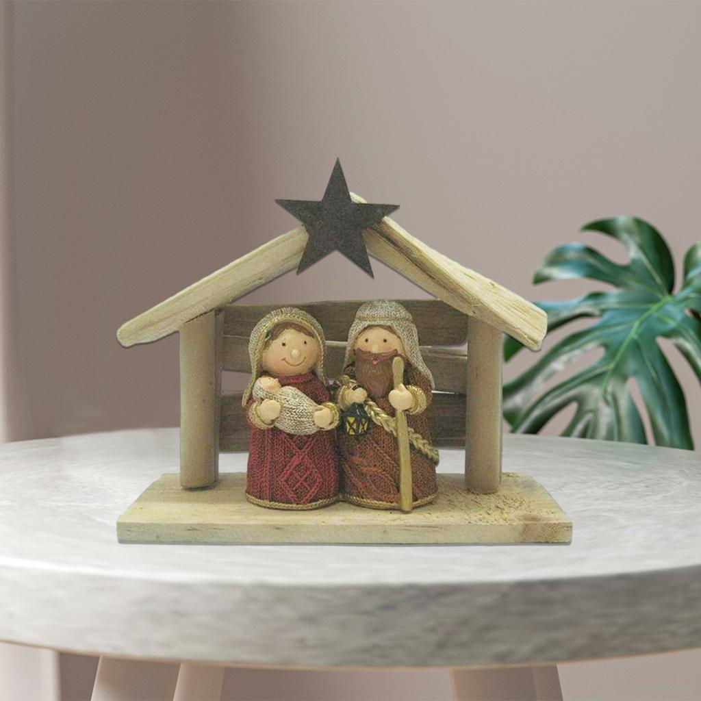 1pc Christmas Nativity Scene Figurines Statue Manger Ornament Home Office