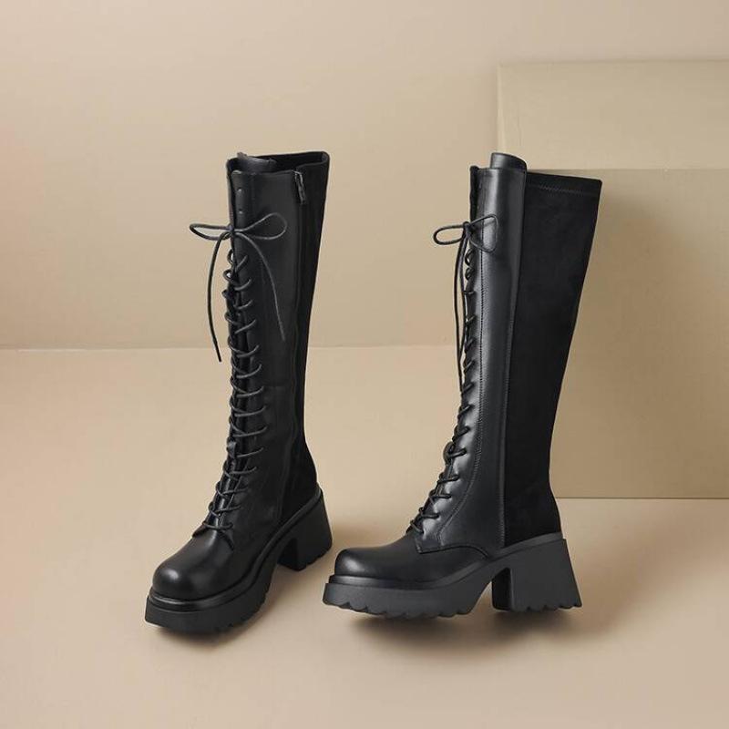 Autumn and winter side zipper solid color Martin boots round head thick sole large size leather boots new Martin boots comfortable non-slip wom