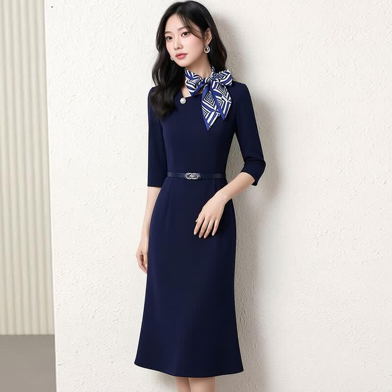 Troyman Women s Seven-Sleeve Fishtail Professional Dress L