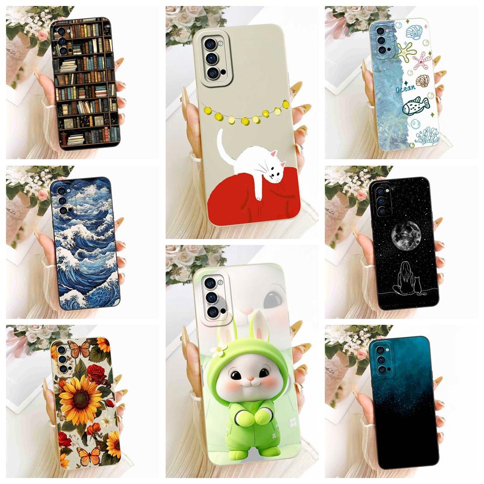Cartoon For Oppo Reno4 5G PDPM00 Case Cute Rabbit Silicone Back Cover For Oppo Reno 4 reno4 5G PDPT00 CPH2091 Phone Shell Fundas
