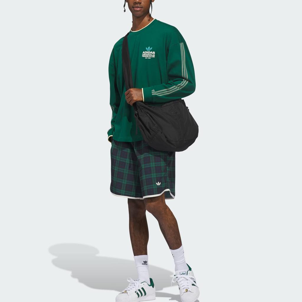 Adidas Originals Track Cherry Woven Plaid Color Block Mid Rise Sports Shorts Unisex shorts JZ0489