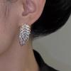 Elegant Zirconia Leaf Earrings: Versatile Front & Back Studs for Women, Luxury Style