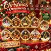 Transparent Lighted Christmas Ball Ornament Acrylic Golden Top Cap Christmas Bauble Ornament Hanging LED Lighted