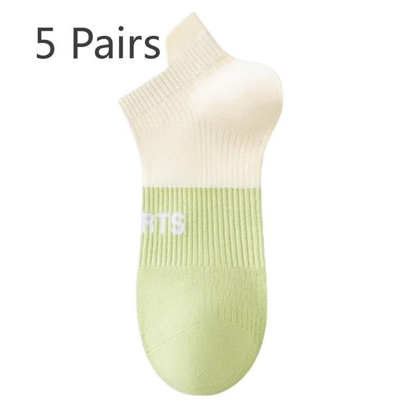 

5 пар женских летних тонких сетчатых дышащих носков из чистого хлопка с нескользящей пяткой 5 Pairs зелёный/бежевый