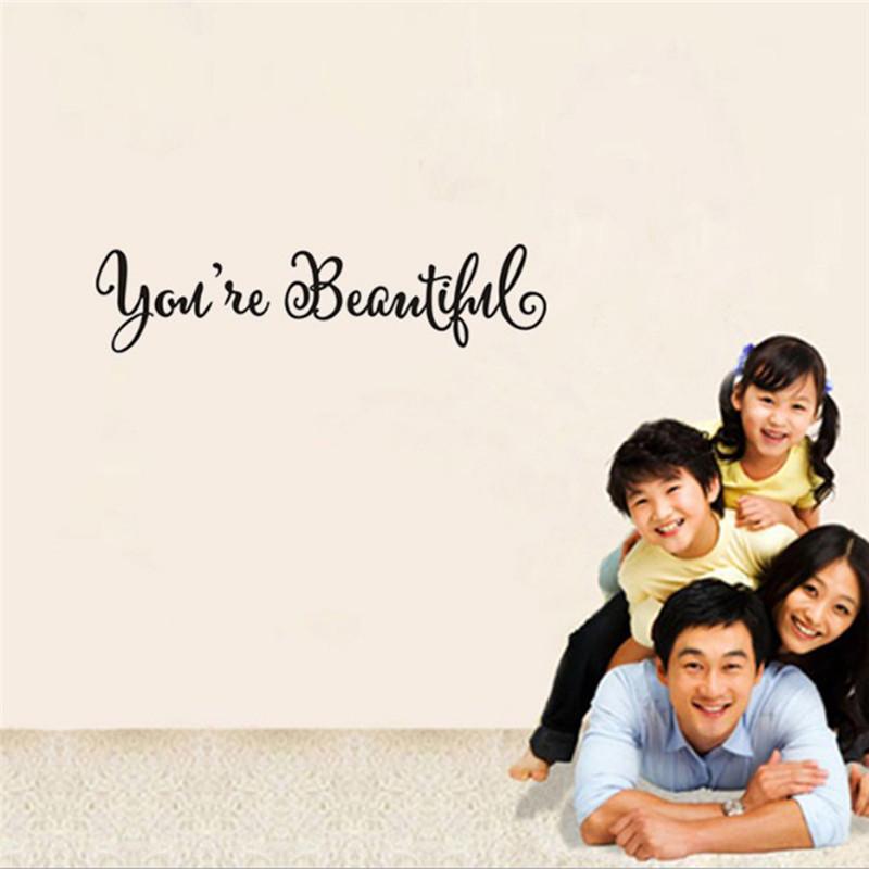 Buy Wall Stickers Home Decor English Quote "You're Beautiful"Wall Art