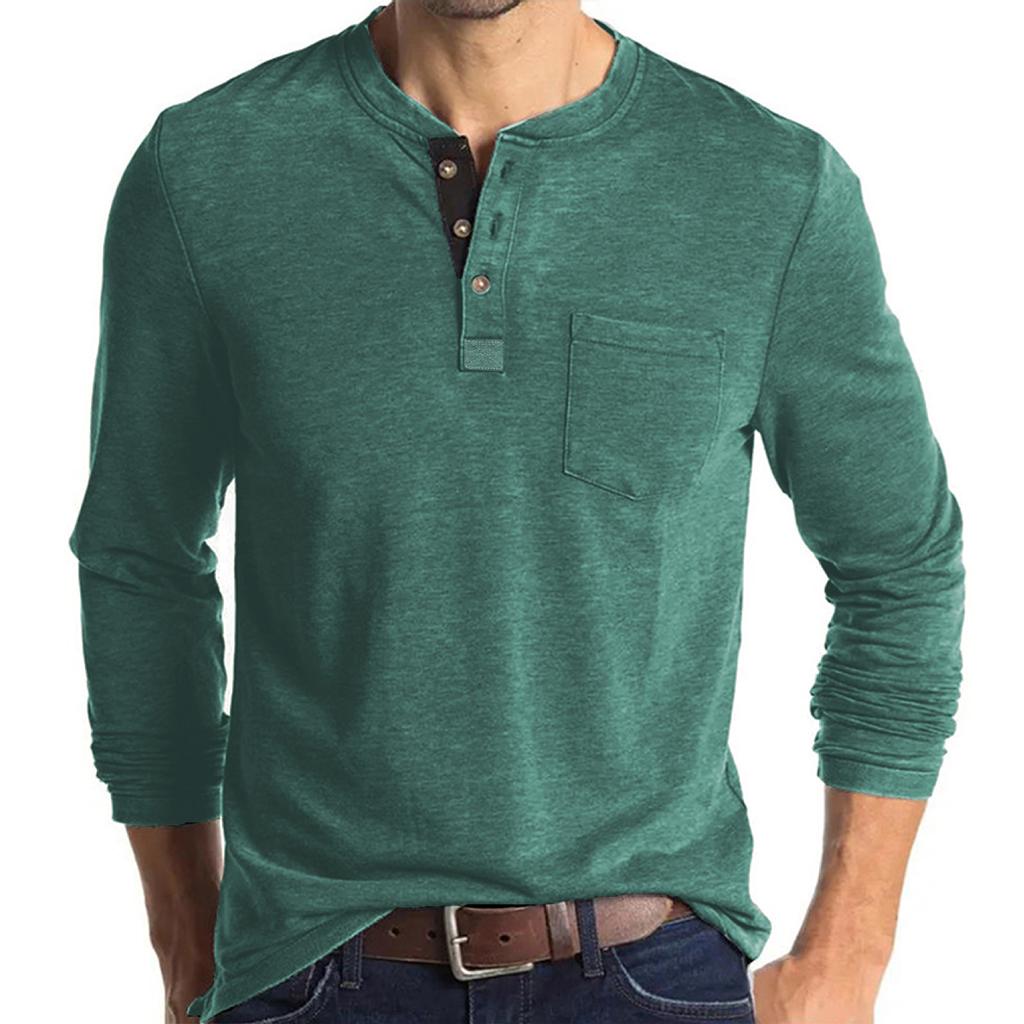 Men's Solid Color Long Sleeve T-Shirt Shirt Men's Casual Sports Top