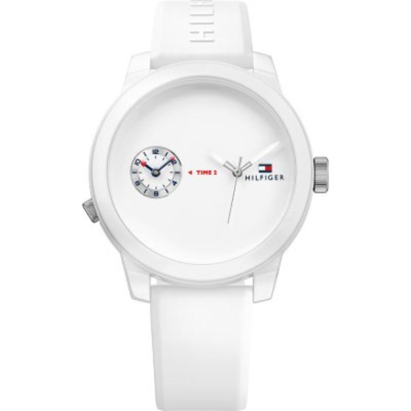 Tommy Hilfiger Denim Weiß Silikon/Gummi Herren Quarz Uhr 1791324