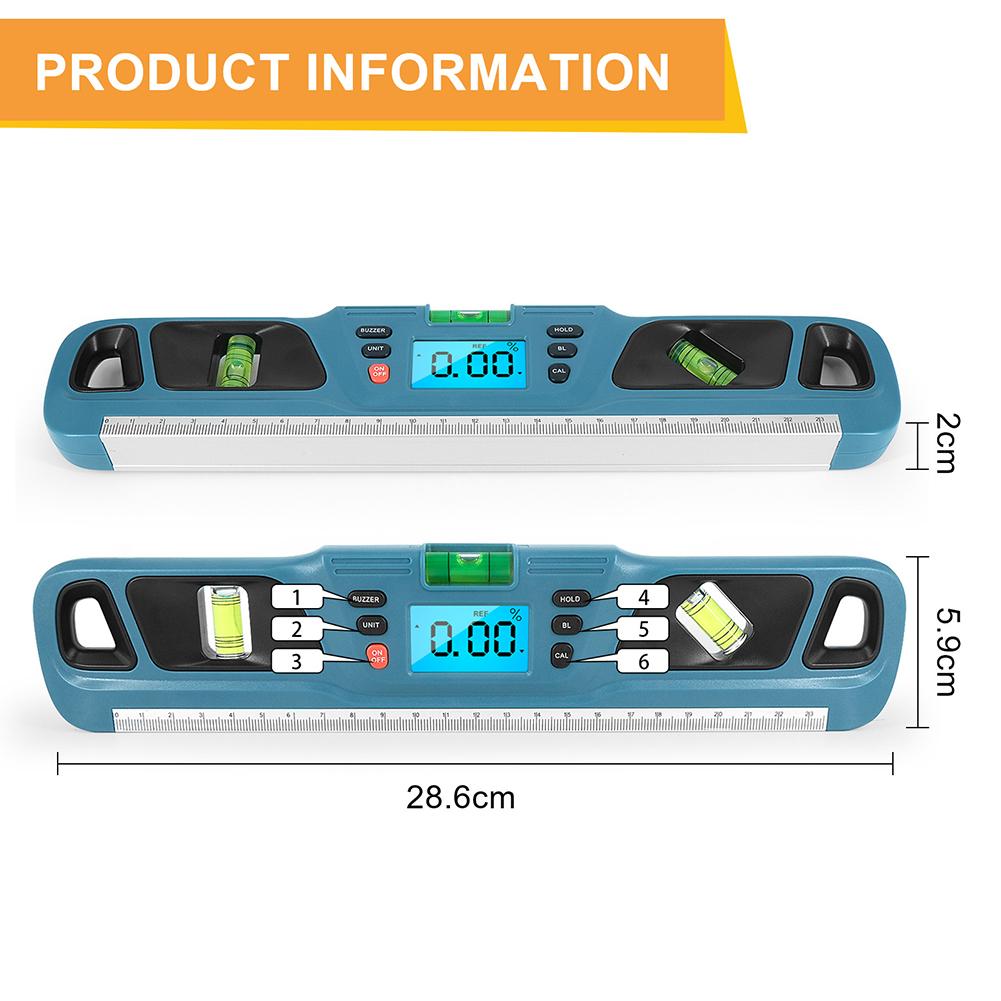 Digital Level Inclinometer Horizontal Scale Ruler Angle Finder Bubble Level Electric Level Protractor Measurement 285x59x19mm