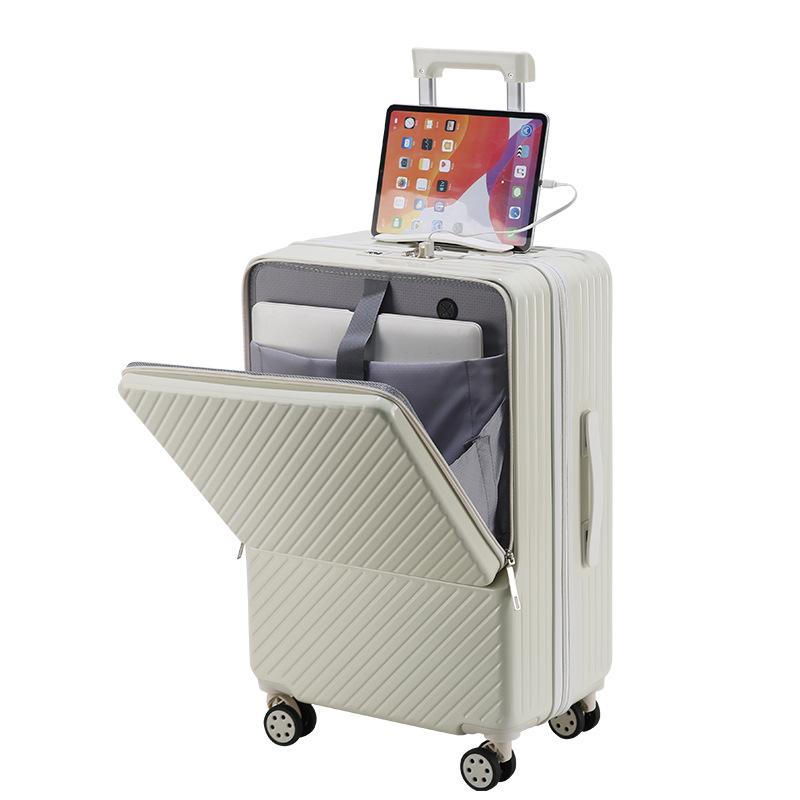24-Inch Silent Universal Wheel Suitcase with Front Opening and Combination Lock