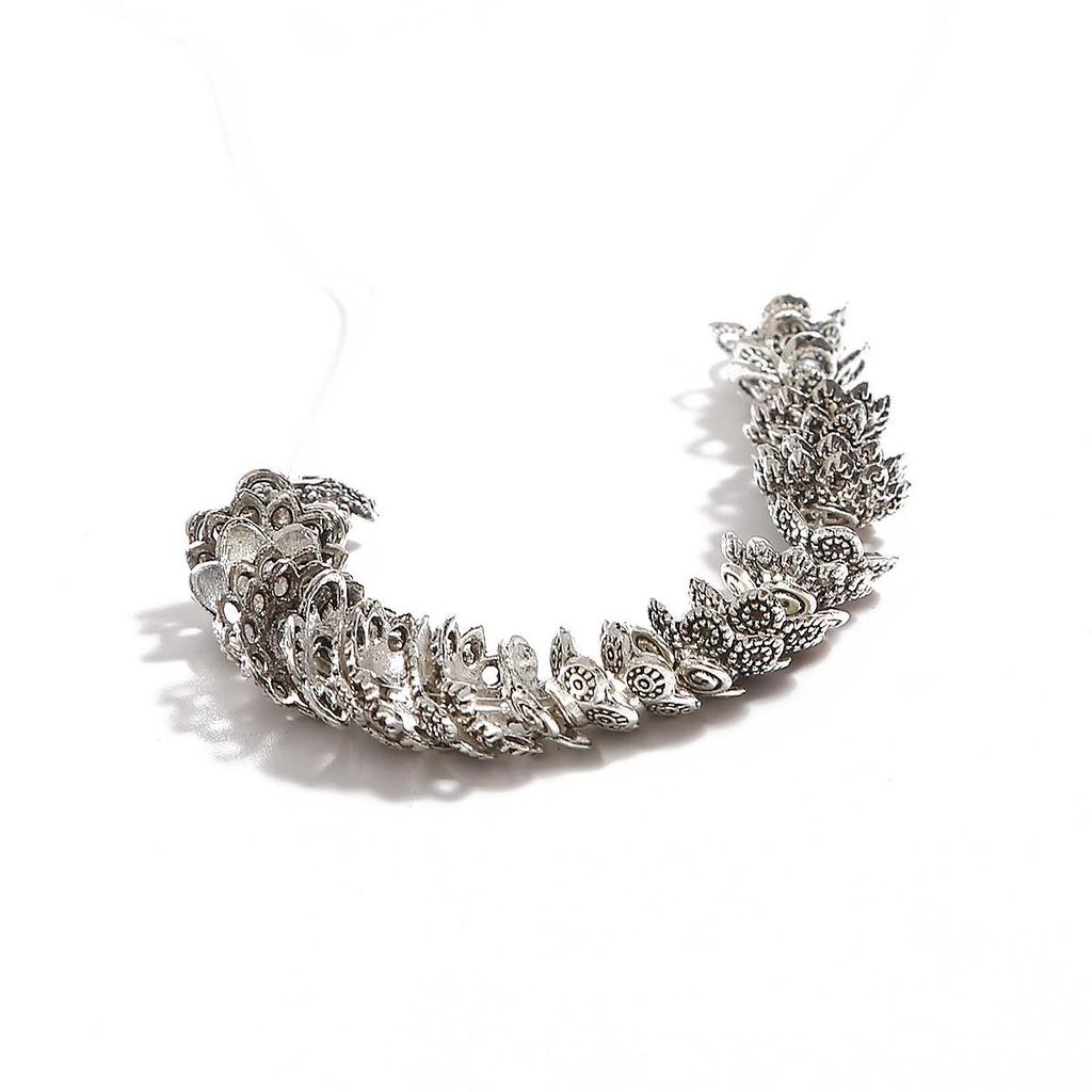 Handmade Antique Silver Flower Spacer Beads for DIY Bracelets & Hair Accessories