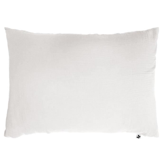 Taie D'oreiller - Gaia - Double Gaze Coton - 50 X 70 Cm - Blanc - Naturellement Froissée