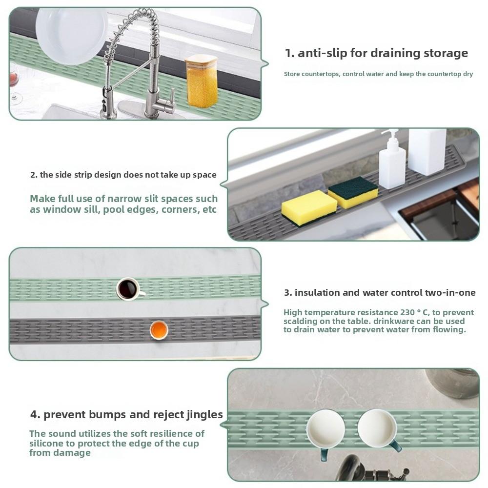 Rutschfeste Silikon-Abtropfmatte Große Größe Längeres Trocknen von Geschirr Wasserhahnmatte Multifunktionale Faltbare Abtropfmatte Geschirr