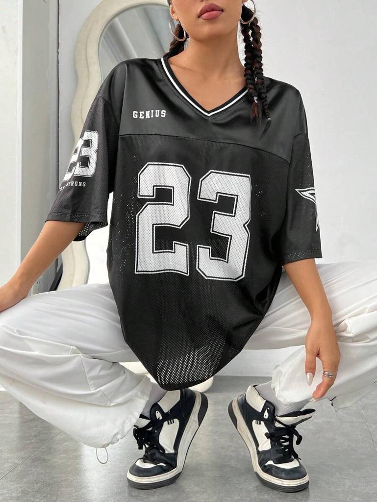 Summer New Los Angeles No.23 Letter Printed Women's Fashion Casual Shirt Street Hip Hop Cool Spicy Girl Top Y2K Super Large Tee