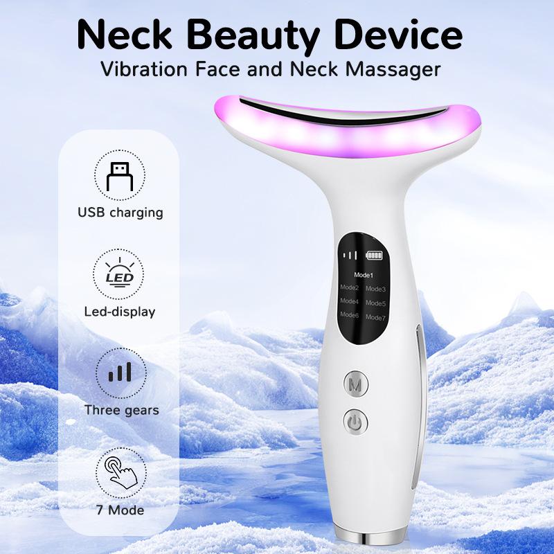 7-Color Light Neck Massager Microcurrent Lifting Tightening Facial Skin Care Device Home Use Gift