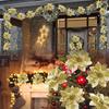 Christmas Artificial Flowers Gold Red Glitter Poinsettia with Clips Xmas Tree Ornaments DIY Wreath Wedding New Year Decorations