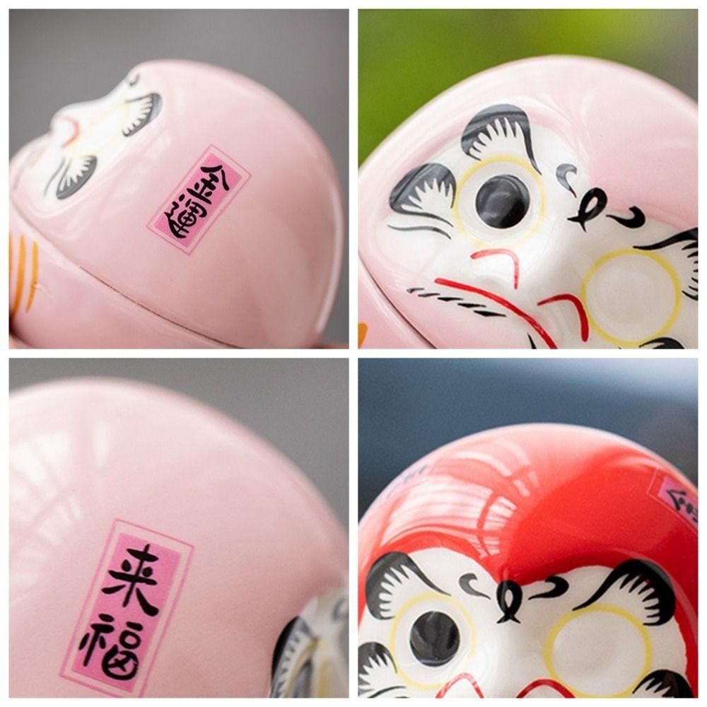 Regali Bambola Daruma in Ceramica Gatto Portafortuna Miniatura Daruma Artigianato Cartone Animato Ornamento Gatto Portafortuna Ristorante