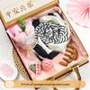 Elegant Scarf & Sandalwood Comb Gift Set with Bouquet