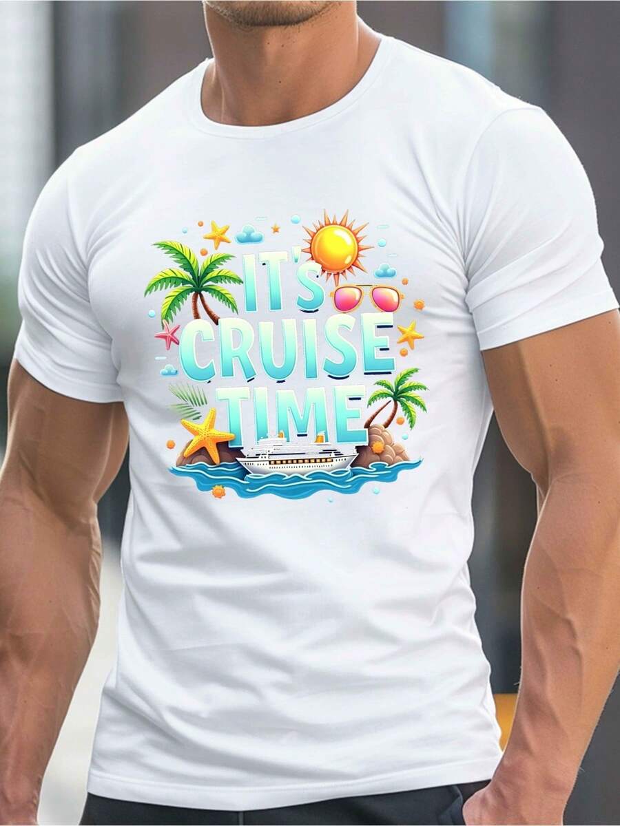 

Unisex s It s Cruise Time Graphic Tee - Casual Crew Neck Short Sleeve XXL