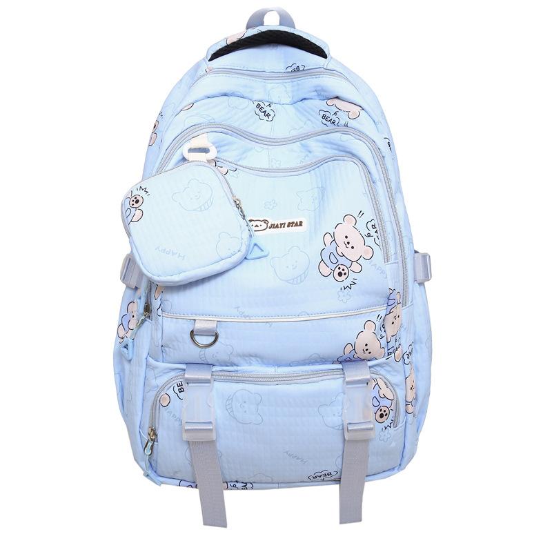 

Женский рюкзак с принтом медведя, школьный рюкзак синий