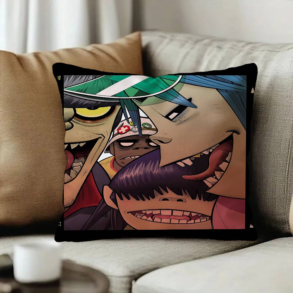 Band GGorillaz Music Pillow Covers Cartoon Sofa Decorative Home Doublesided Printing Short Plush Cute Cushion Cover