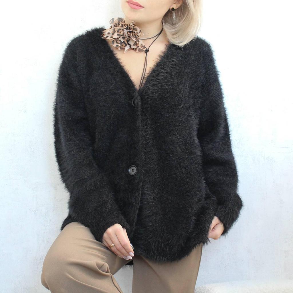 2025 Trending Women's Imitation Mink Cardigan - Loose, Soft, Long-Sleeved Knitted Sweater for Spring & Autumn