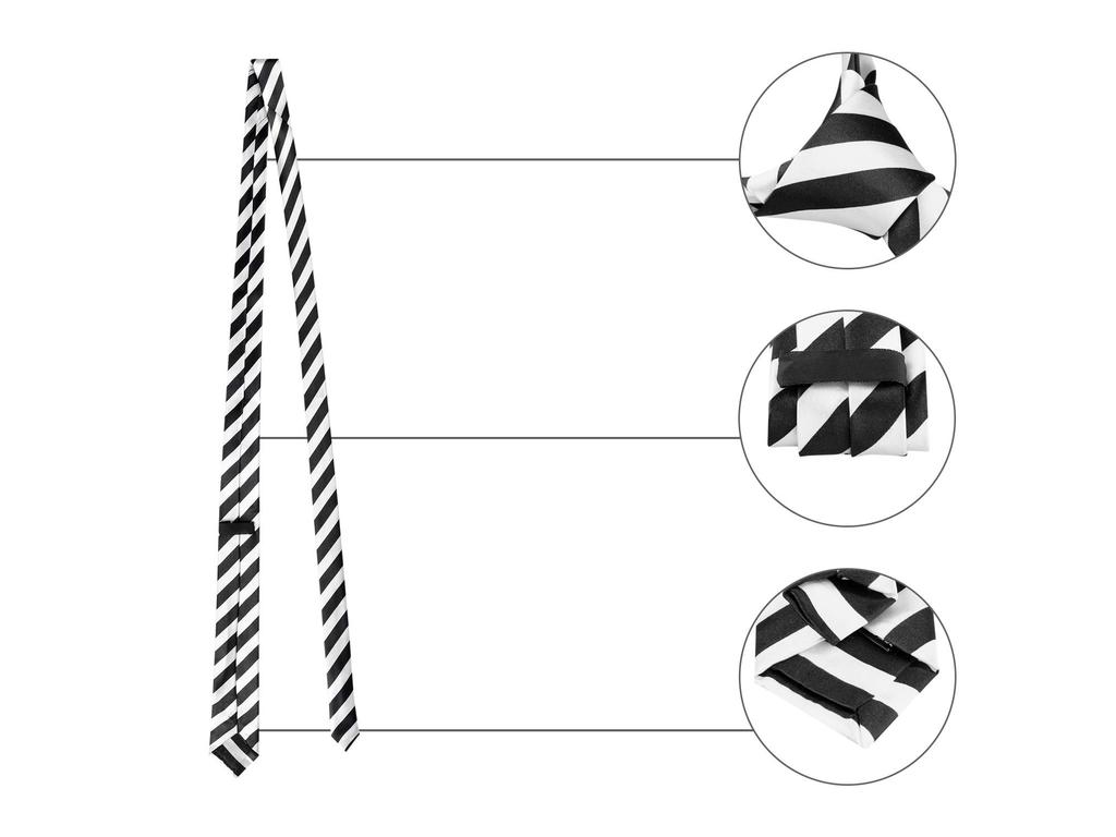 [Allegra K] Striped Narrow Tie, 5cm, Formal, Casual, Business, Men's & Women's, White, 5cm