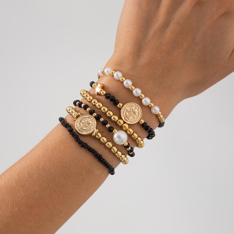 1Set Fashion Bracelets For Women New Vintage Irregular Beads Imitation Pearl Chain Jewelry Gift
