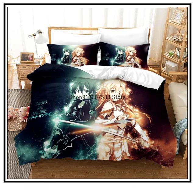 Anime Sword Art Online Bedding Set 3D Printed Duvet Covers Pillowcases kids Bedclothes Bed Linen Luxury Home Textiles Home Decor