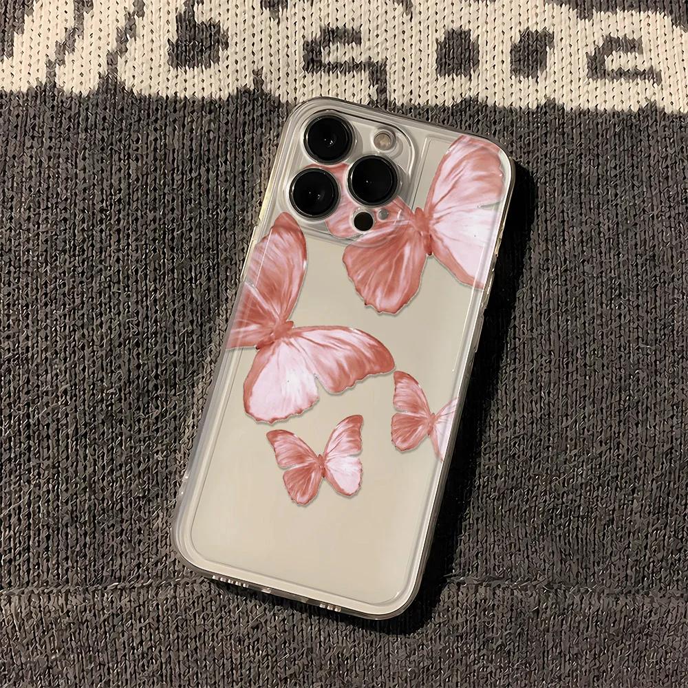 Butterfly Transparent Shockproof Phone Case for iPhone 16e 11 12 13 14 15 16 Pro Max XS X XR 7 8 16 Plus Soft Cover
