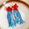 Vintage Floral Long Tassel Earrings For Women With Alloy Material And Handcrafted Design