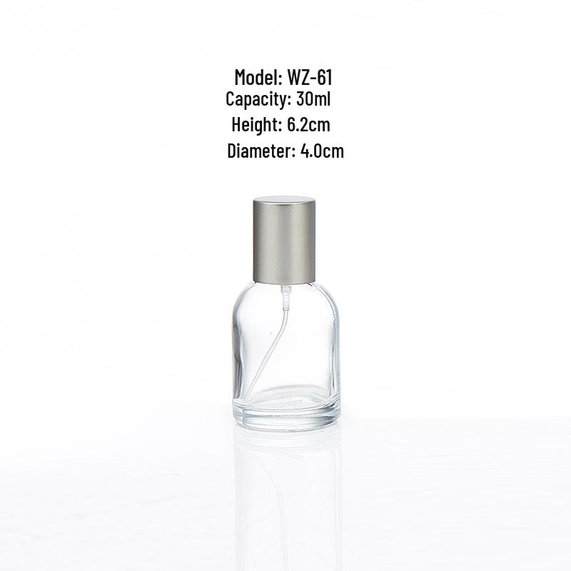 Transparent 50ml Cylindrical Glass Refillable Perfume Spray Bottle for Essential Oils