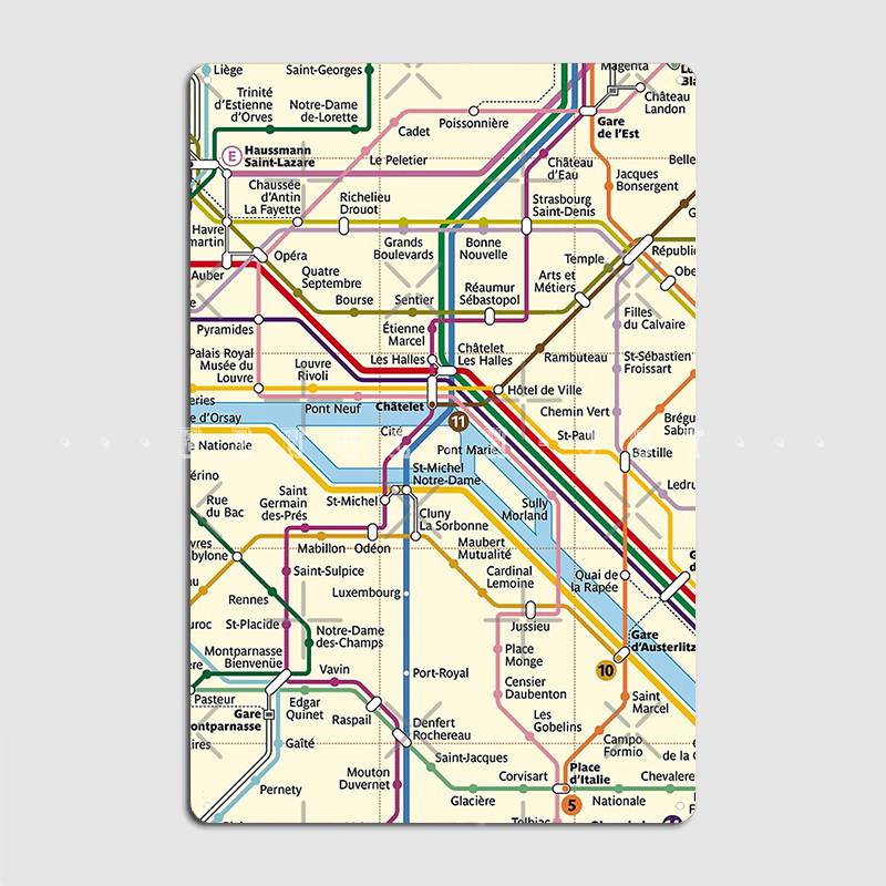 

Paris Metro Map Poster Metal Plaque Wall Mural Party Printing Poster Tin Sign Posters 20x30cm