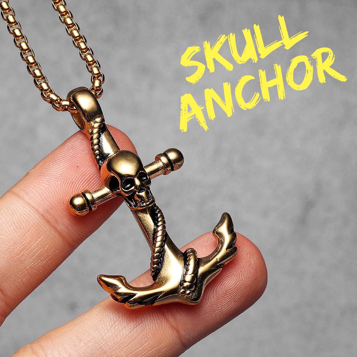 

Skull Anchor Amulets Stainless Steel Jewelry Men Necklaces with Pendant for Male Women Punk Hip Hop Accessories Gifts Wholesale