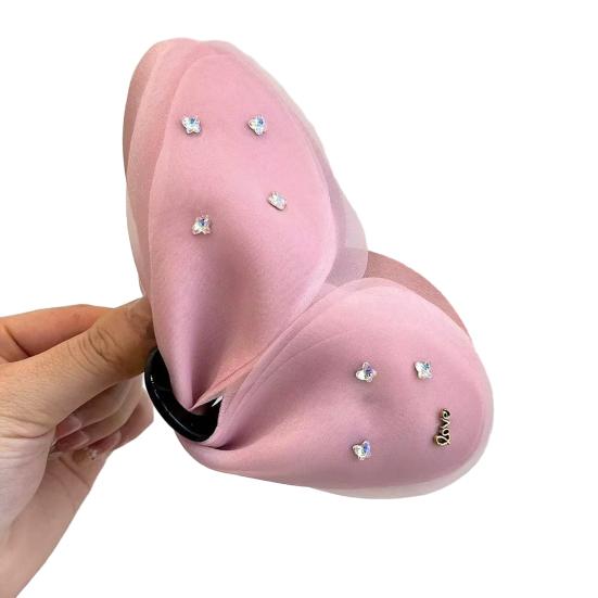 Women Hair Clip Bowknot Shape Mesh Yarn Summer Large Back Head Hair Claw Scalp-Protective Hair Accessory