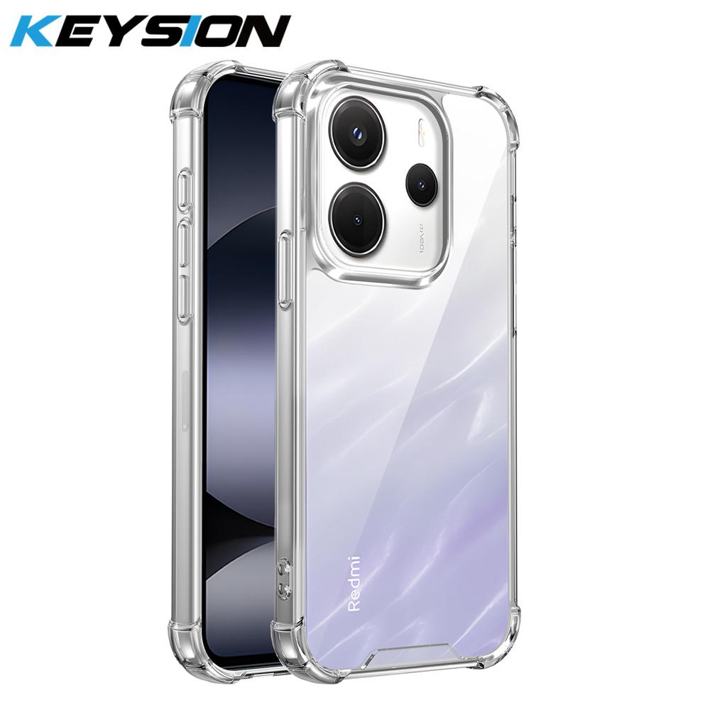 

KEYSION Four-Corners Shockproof Transparent Case for Redmi Note 14 4G 5G Soft TPU+PC Clear Phone Cover for Redmi Note 14 5G for Redmi Note 14 чистый